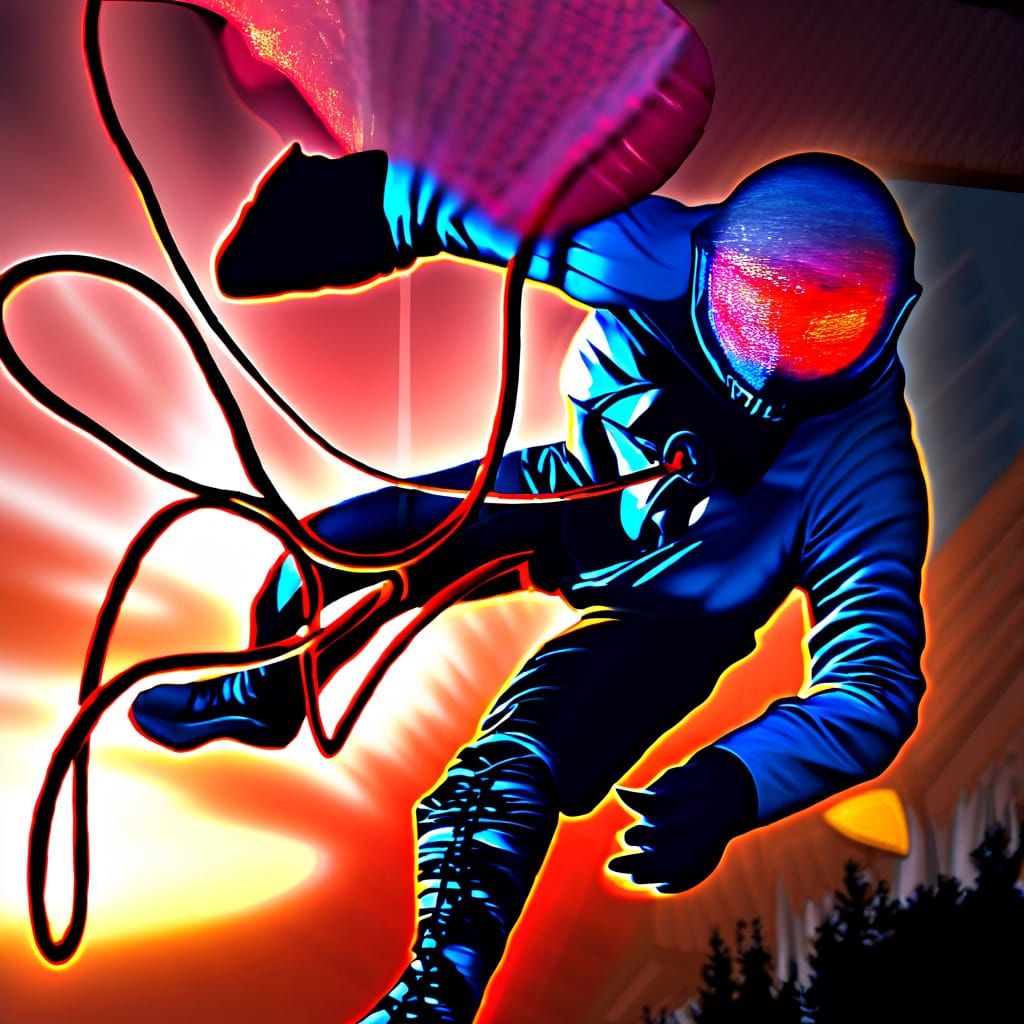 Mysterious Figure in a Vibrant, Abstract World