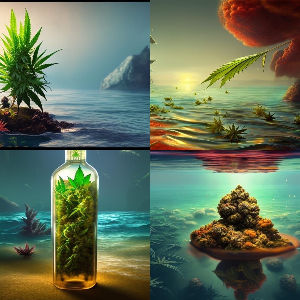 Cannabis Plant in a Bottle, Fantasy Art