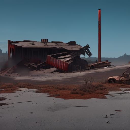 Abandoned Gas Station in Nevada Desert: Matte Painting