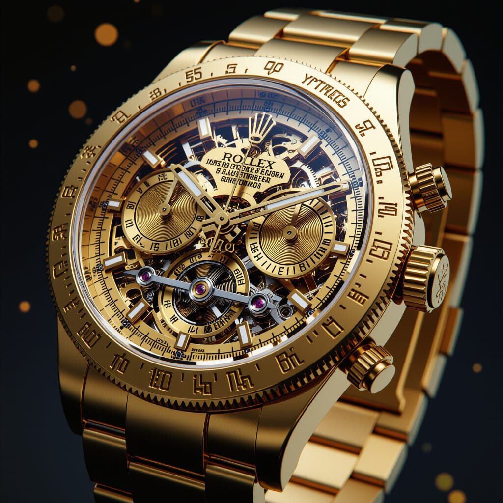Steampunk Rolex Watch with Intricate Golden Gears