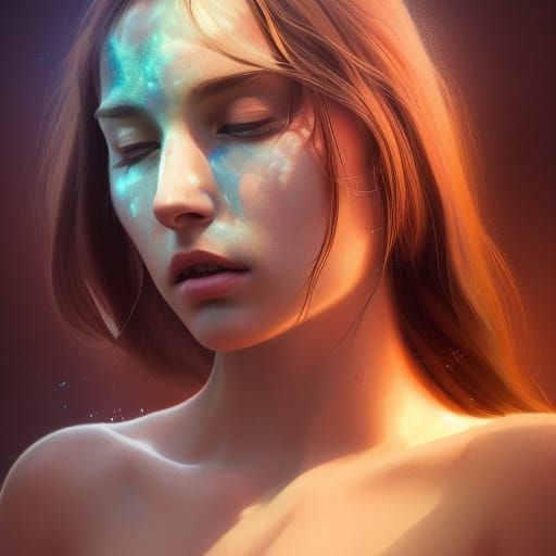 Meditating Woman Portrait in Hyperdetailed Digital Art