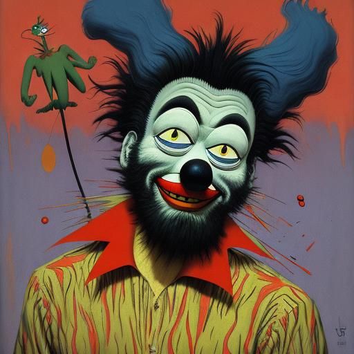 Clown in Grotesque Cartoon Style