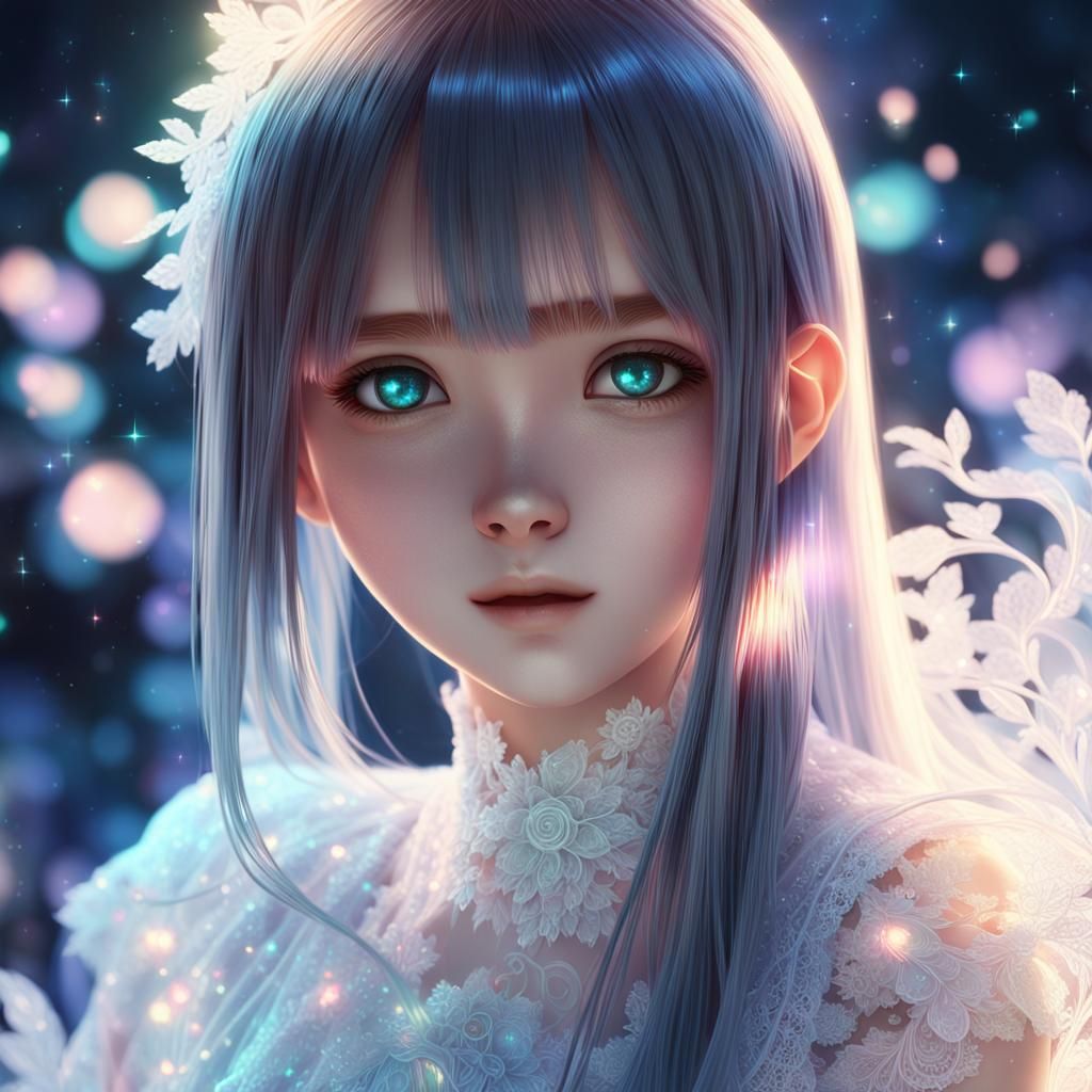 Ethereal Anime Woman in Luminescent Environment