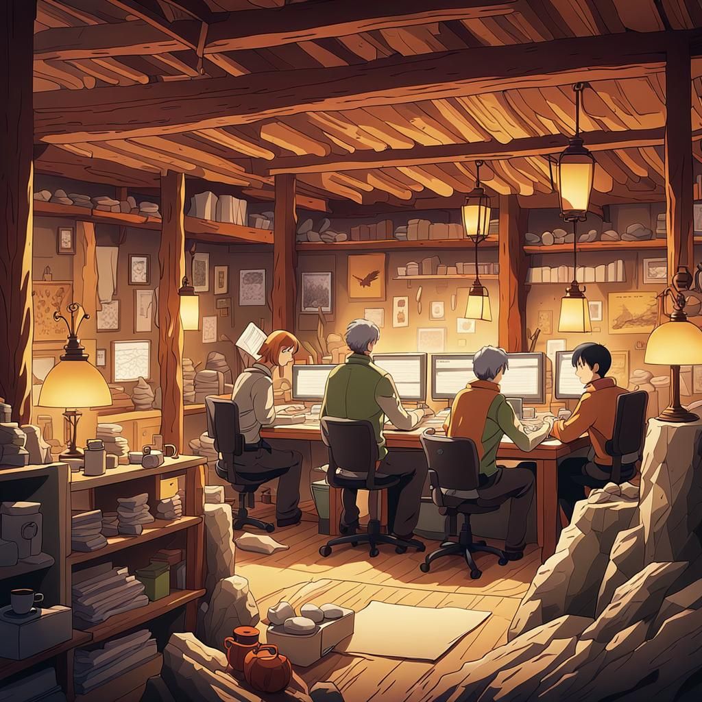 Cozy Geological Office in Anime Style