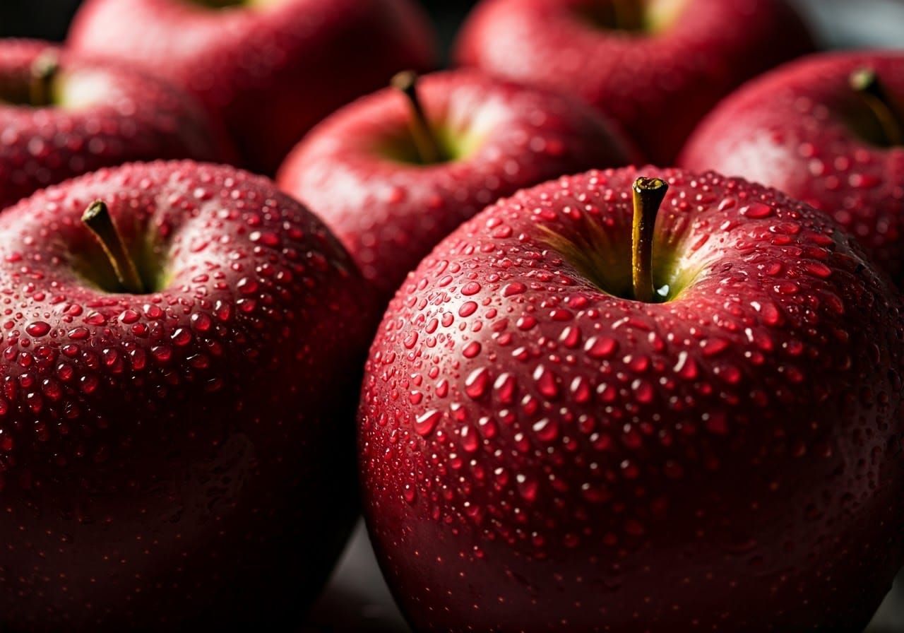 Glistening Red Apples in Vibrant Detail