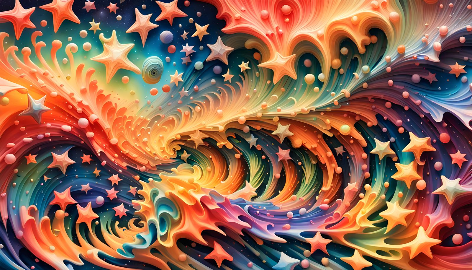 Iridescent Star Cluster Painting in Aboriginal Style