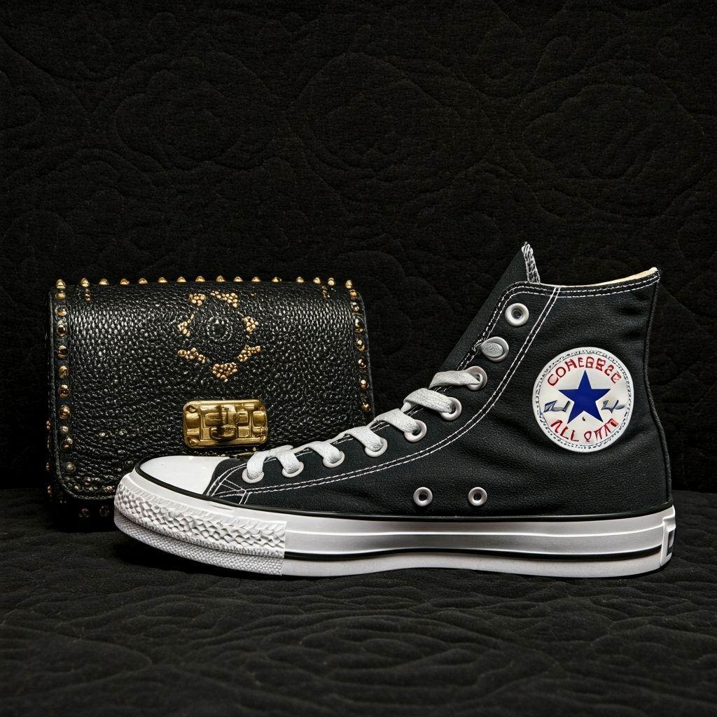 Quilted Converse and Purse Display