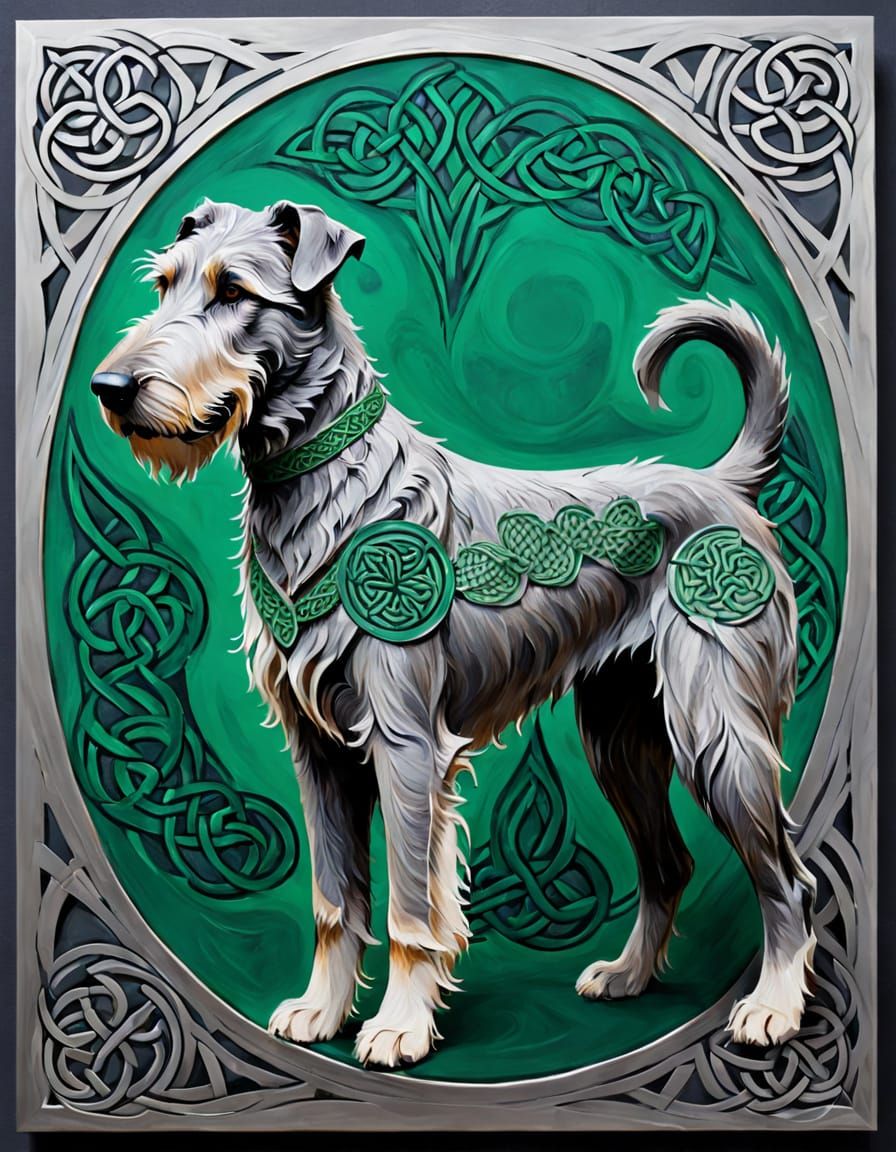 Celtic Irish Wolfhound Silhouette Acrylic Painting