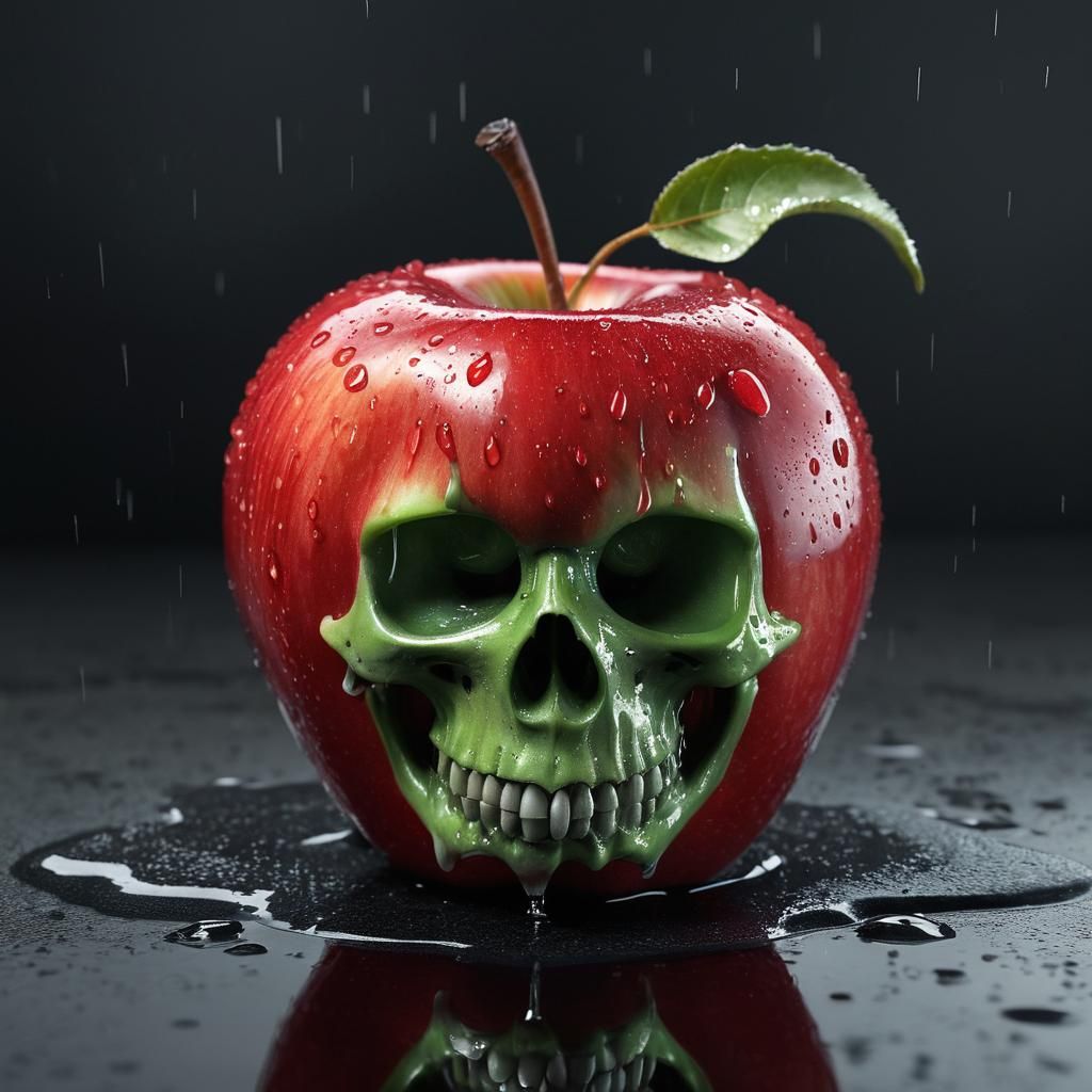 Hyperrealistic Red Apple Melts to Reveal Skull