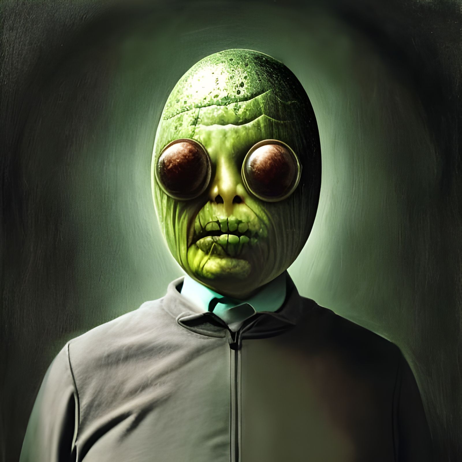 Avocado Man Portrait in Paranormalpunk Style