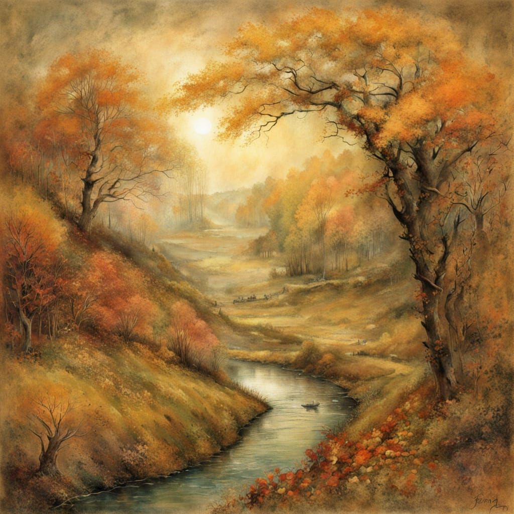 Beautiful Autumn Landscape in Susan Seddon Boulet Style