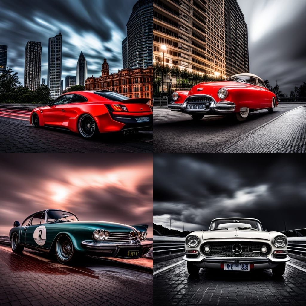 Sports Car on Rainy Night: Hyperrealistic Automotive Image