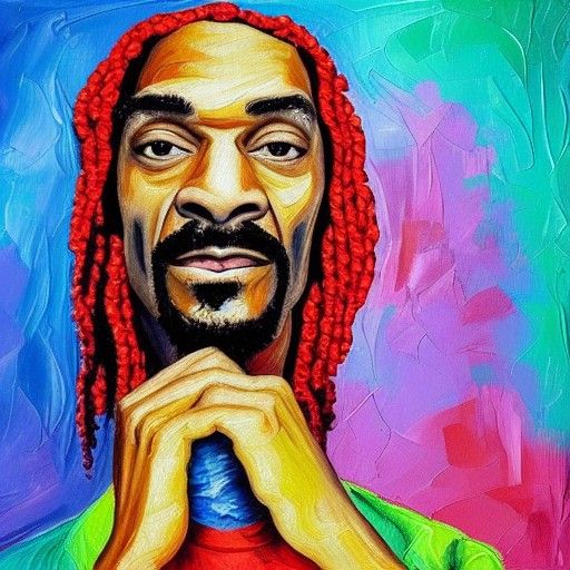 Expressionist Snoop Dogg Oil Painting with Impasto Texture