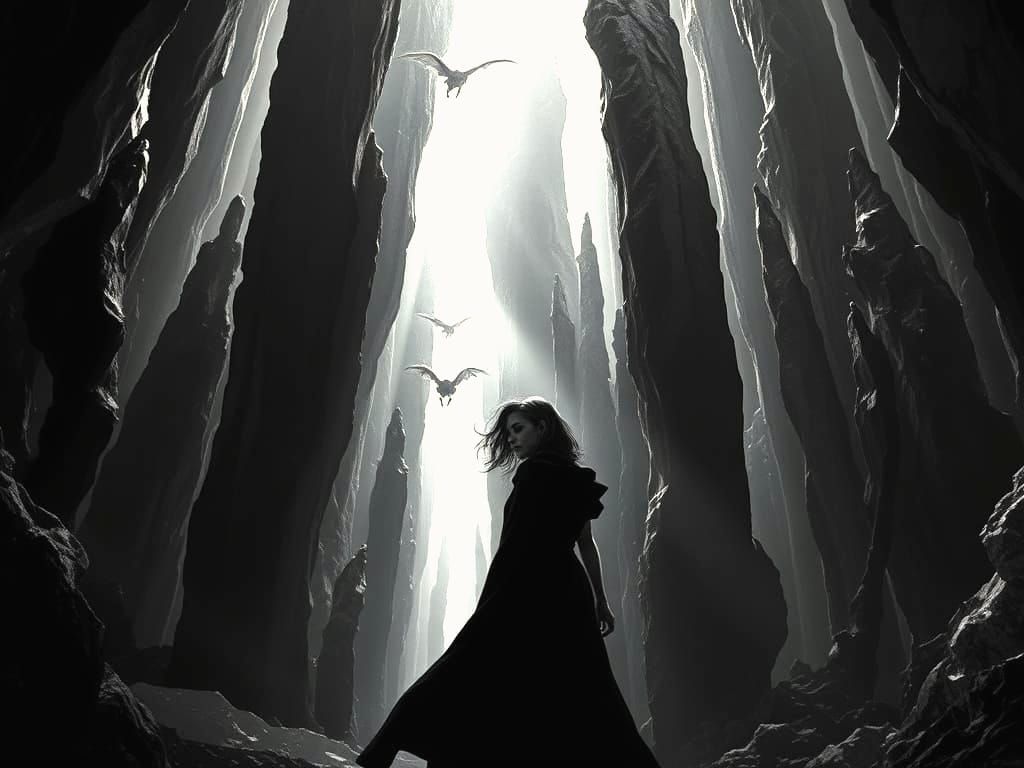 Dark Fantasy Crystal Maze in Film Noir Style