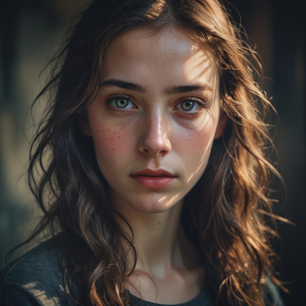 Dreamy Girl Portrait in Expressionist Chiaroscuro