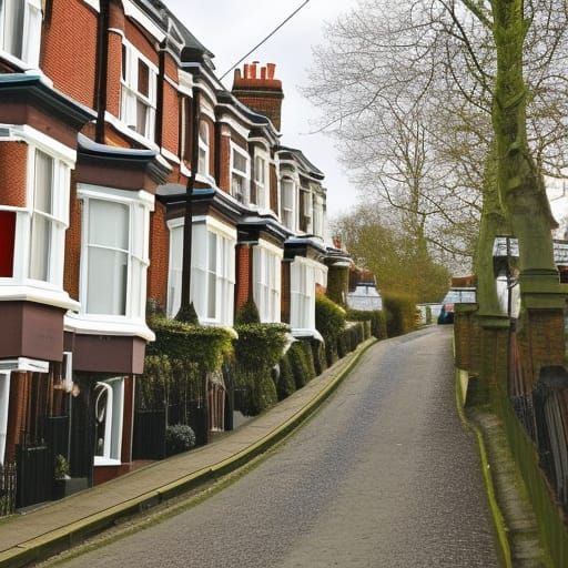 Victorian Houses on a Steep London Road
