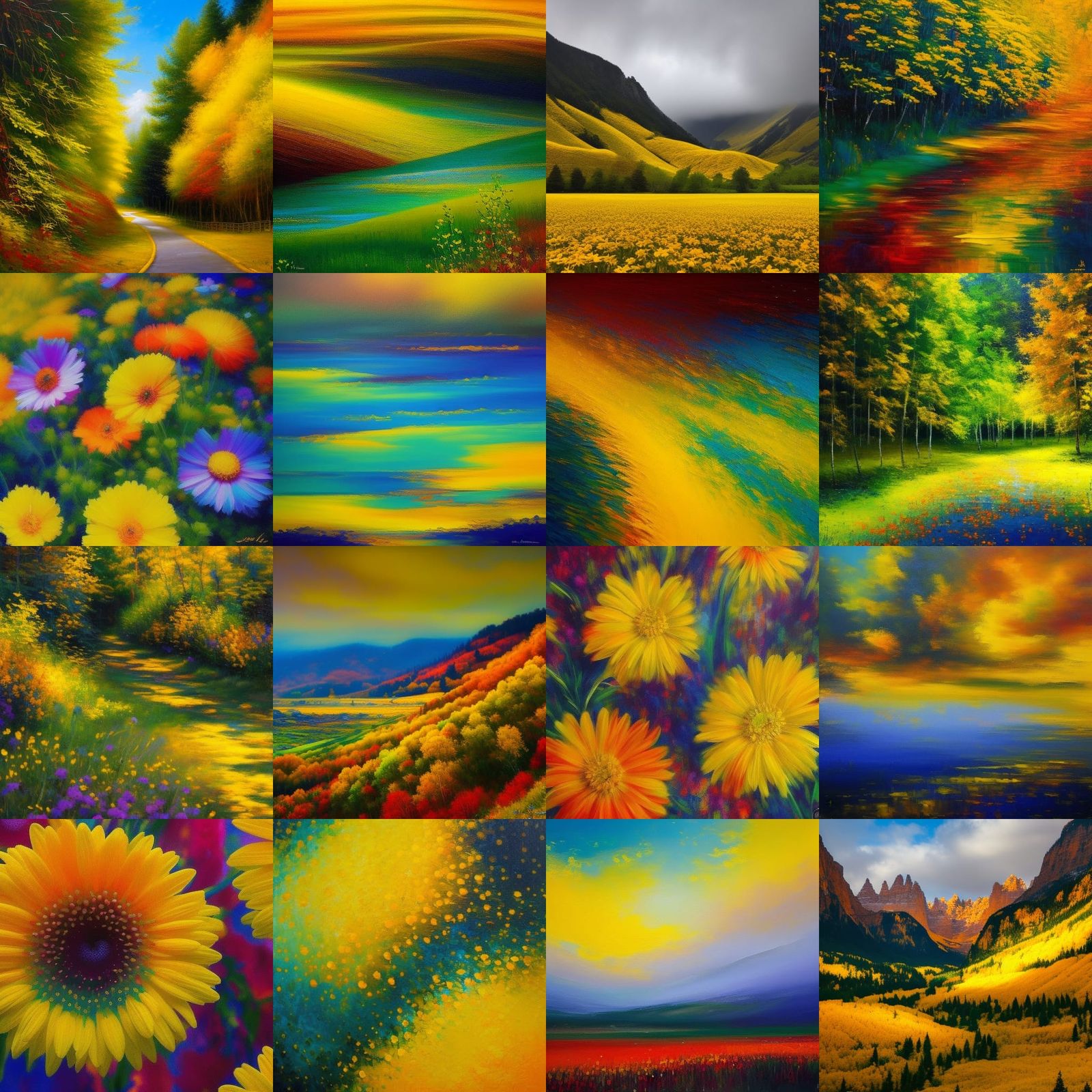 Vivid Yellows in Expressionist Oil Painting