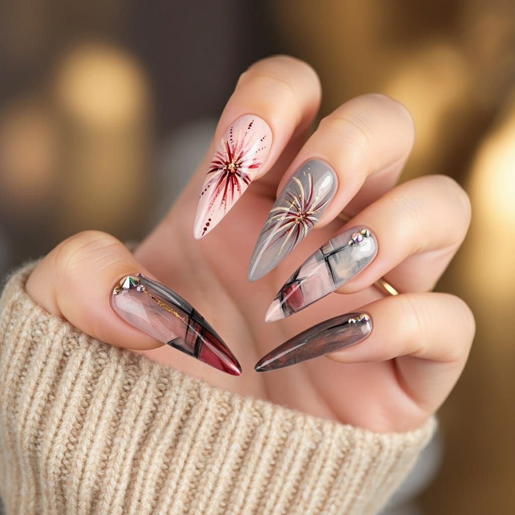 Stylish, Exquisite Nail Art Set in Golden Hour