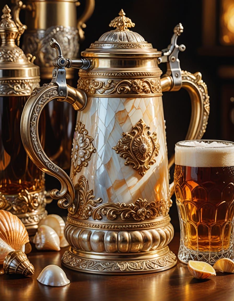 Opulent Still Life of Tankard in Oil Painting Style