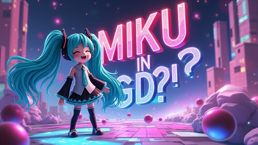 Hatsune Miku in Neon Geometry Dash Realm