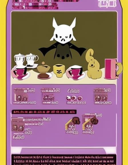 Mimikyu Enjoying Coffee in a Shop
