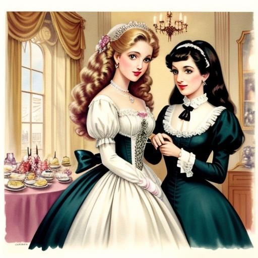 Arrogant Princess Shopping: Romantic Watercolor Art