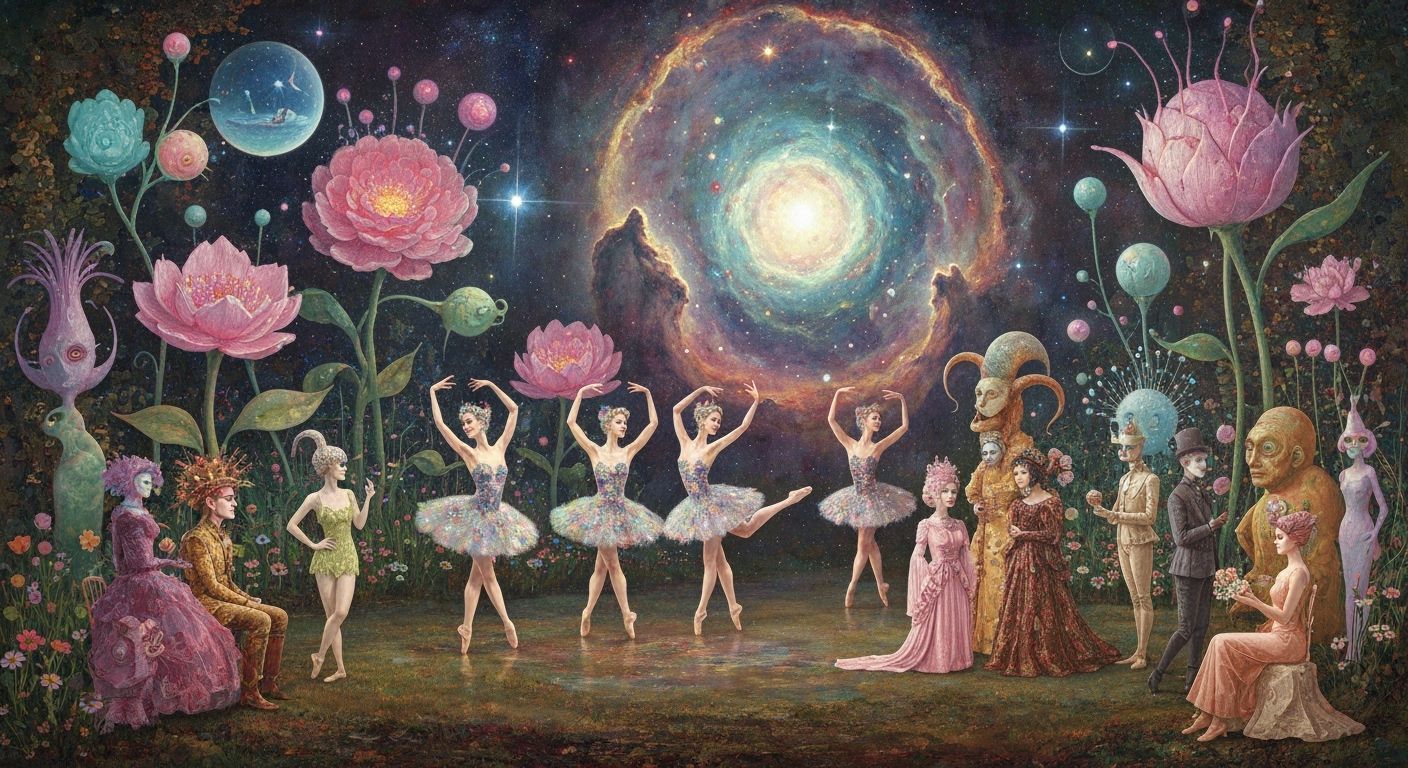 Cosmic Ballet in Crab Nebula, Ethereal Digital Art