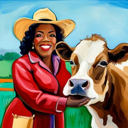 Oprah Winfrey as Farmer in Gouache Style