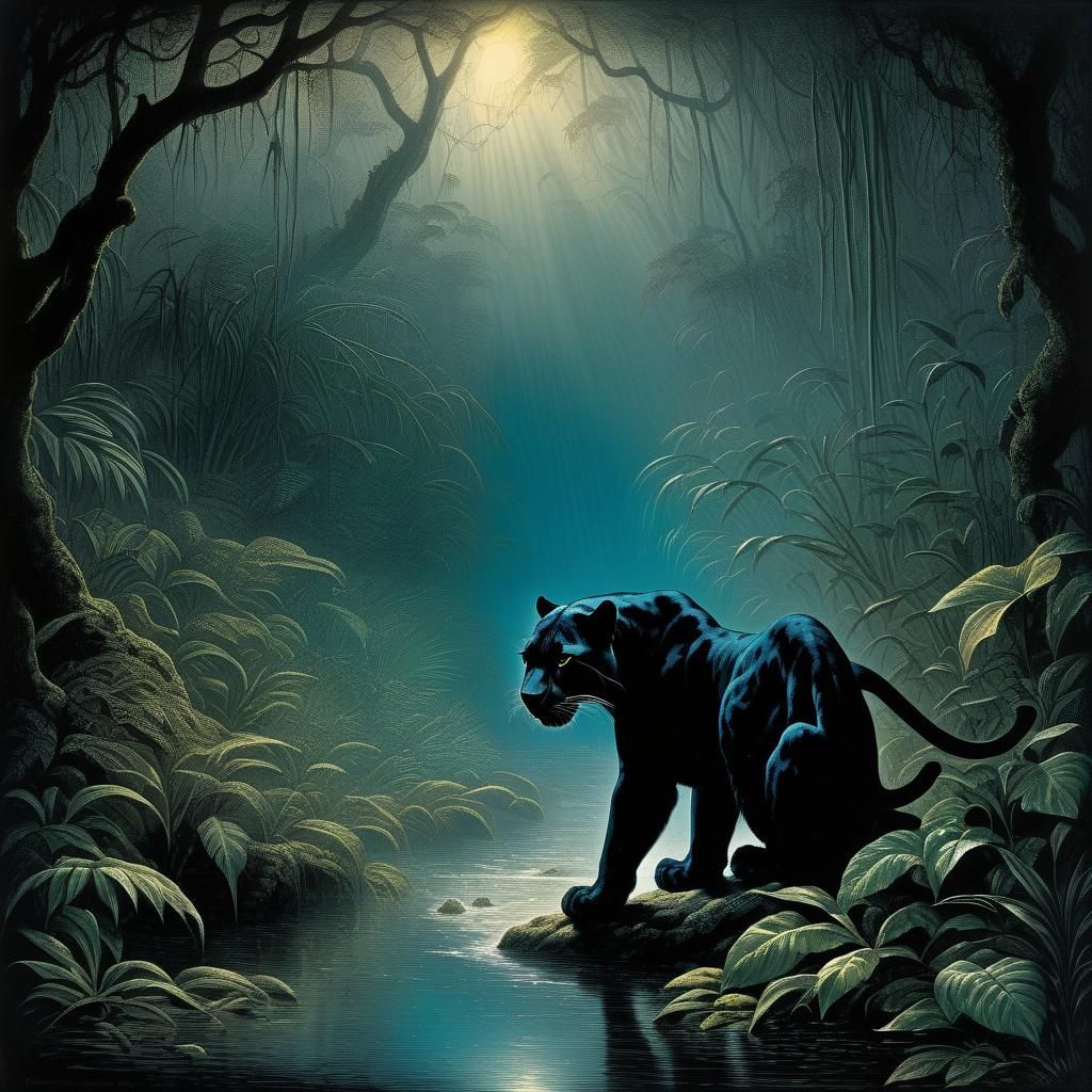 Mystic Panther in Misty Rainforest