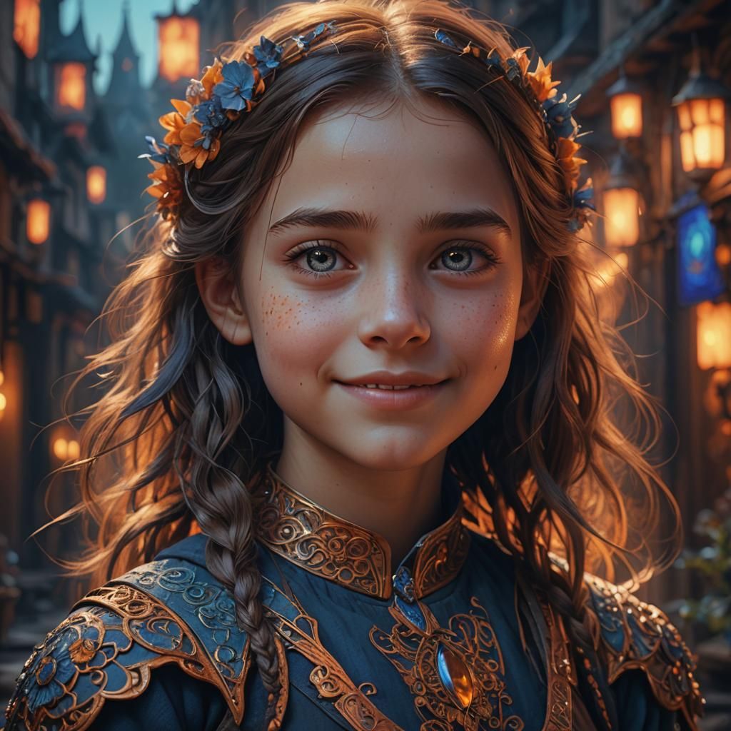 Emotional Portrait: A Girl's Smile and Sad Eyes