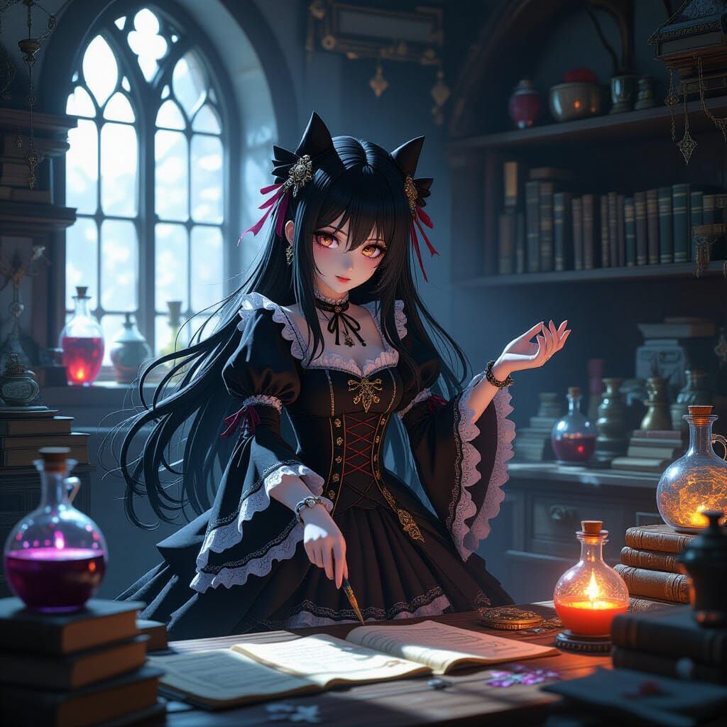 Gothic Witch in Arcane Workshop, 3D Anime Style
