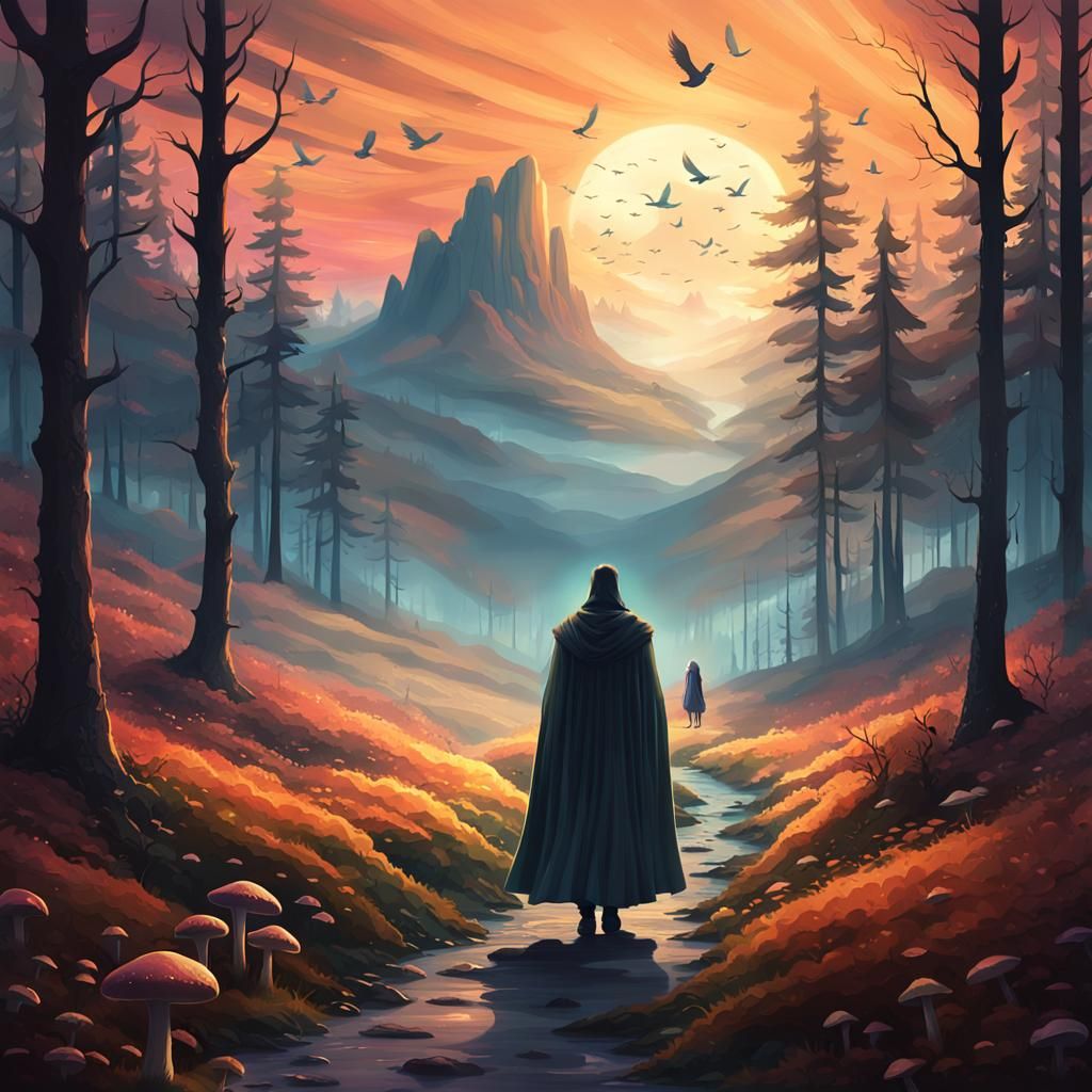 Mystical Twilight Forest: A Digital Illustration