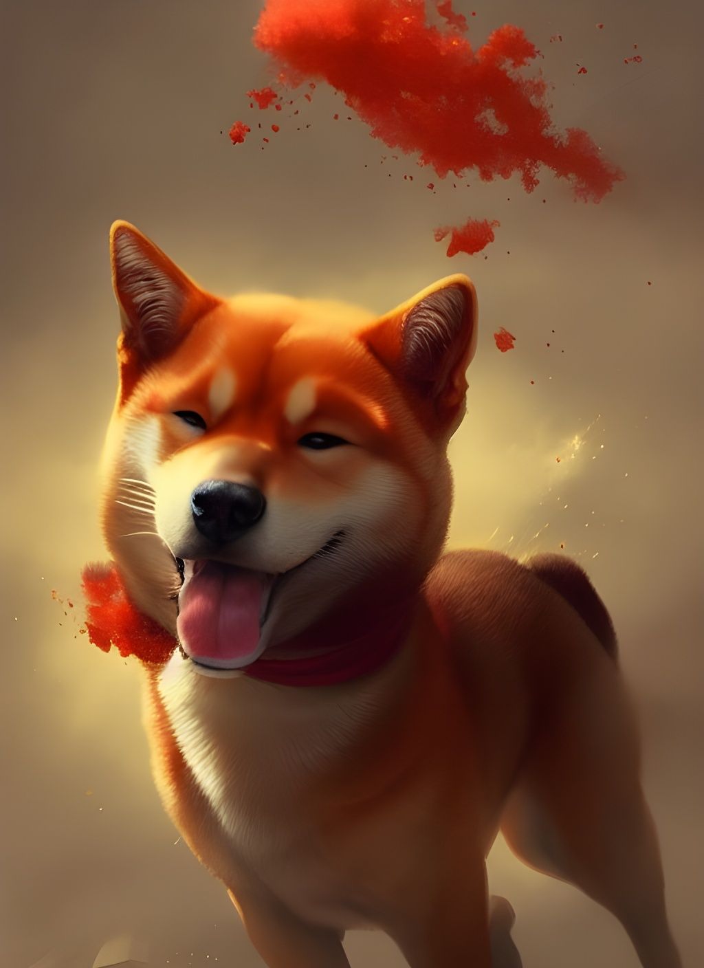 Epic Shiba Inu in Digital Painting Style