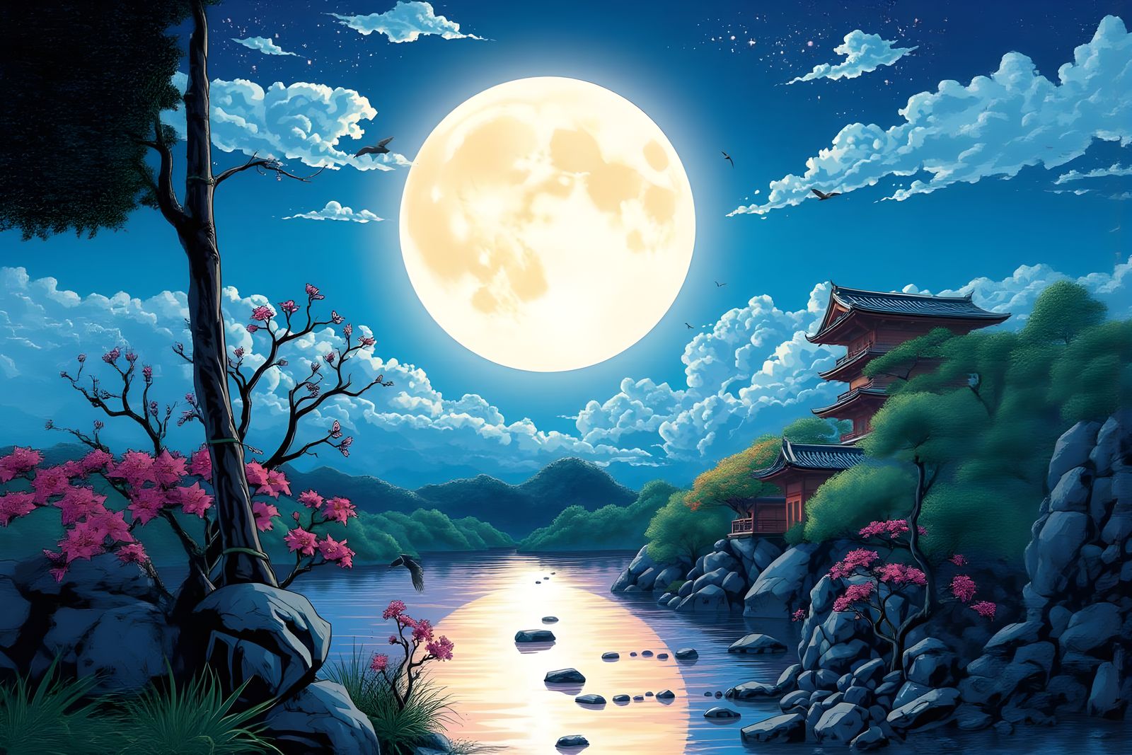 Azure Moon in Anime Style