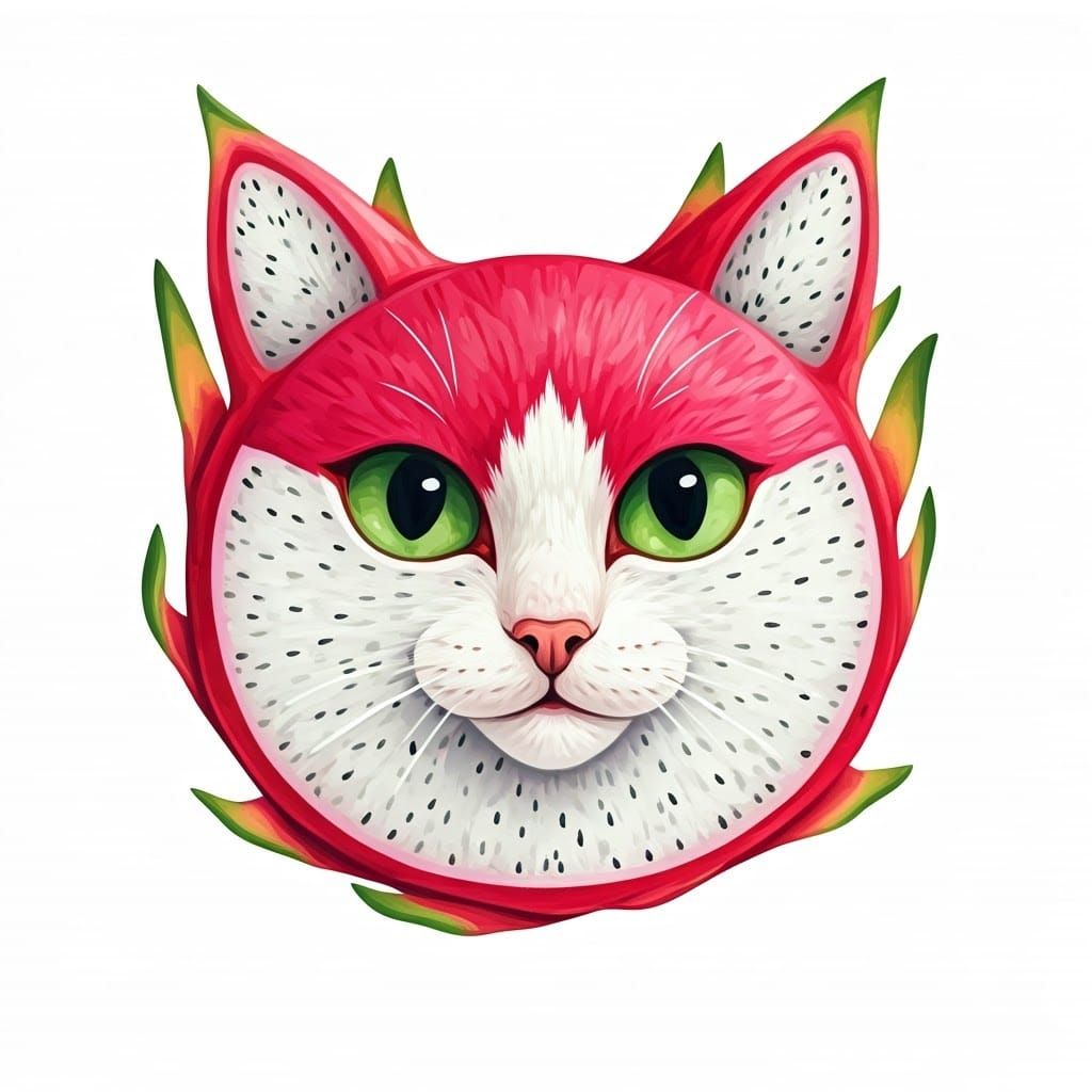 A cat made of dragon fruit