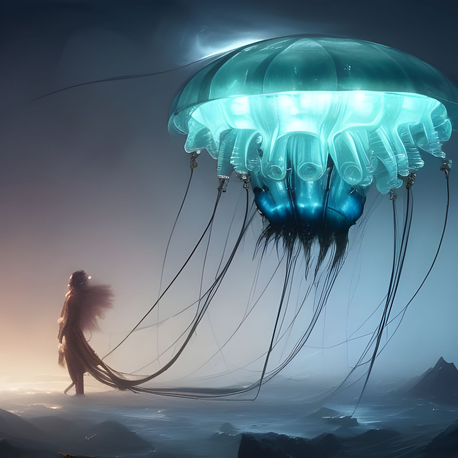 Mechanical Jellyfish in Dark Fantasy Style