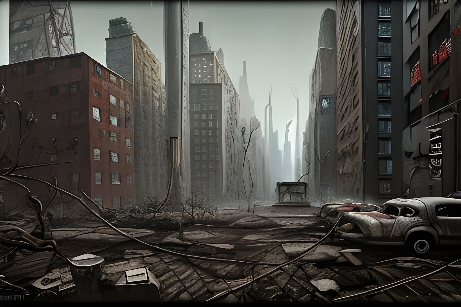 Post-Apocalyptic Ruined New York City