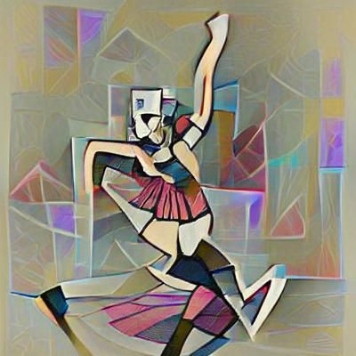 Cubist Anime Dancer: Geometric Composition