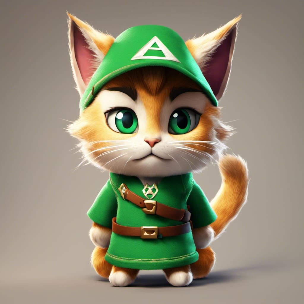 Link as Cat: Pixar-Style 3D Art