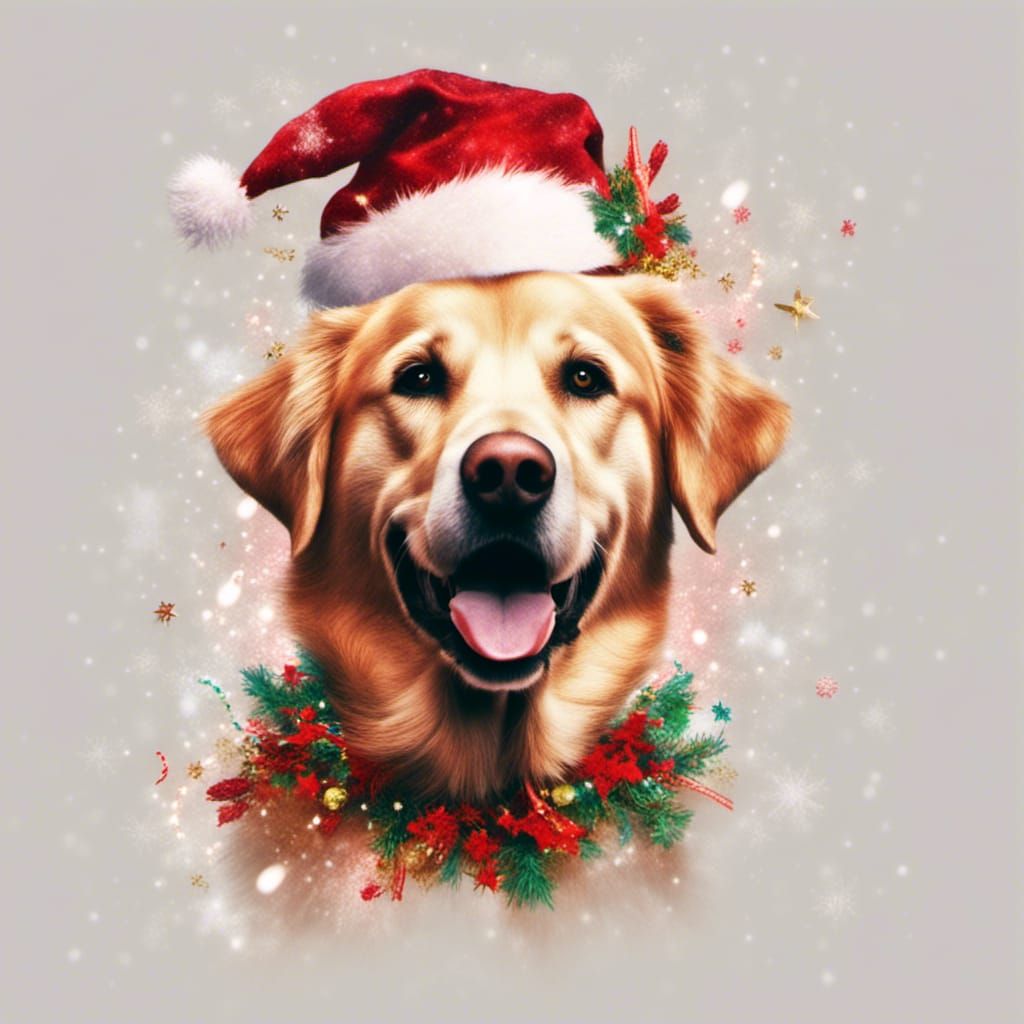 Festive Christmas Dog Portrait