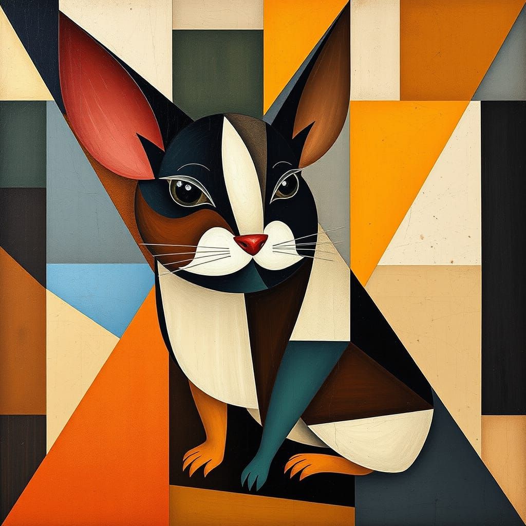 Geometric Chinchilla in Cubist Art Style