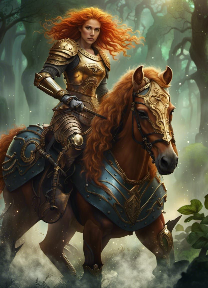 Ginger Centaur Knight in Jungle Storm