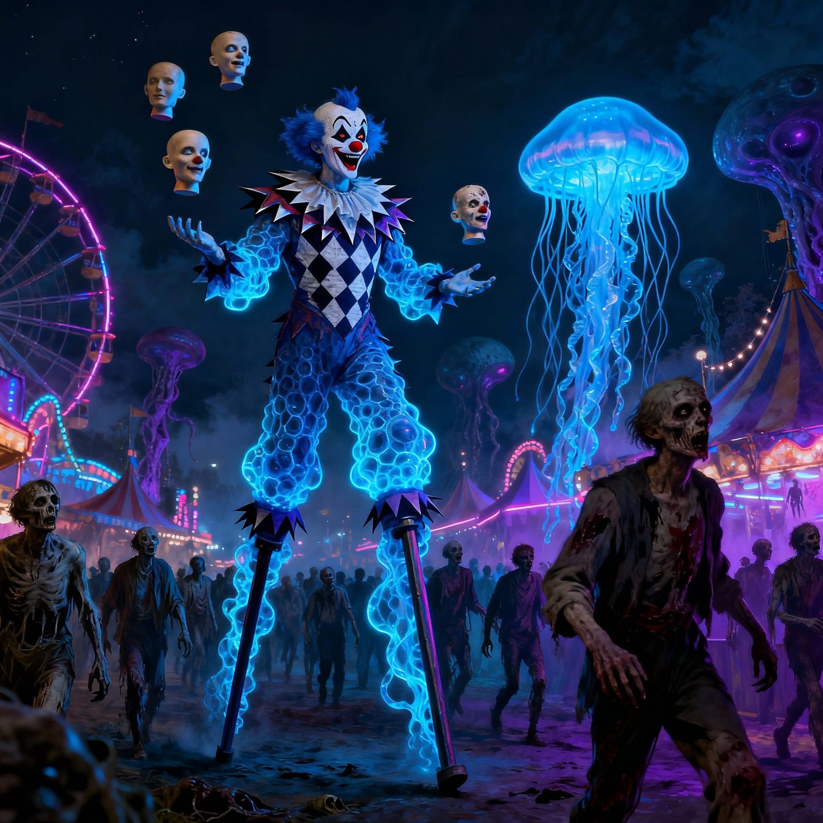 Surreal Extraterrestrial Carnival at Night