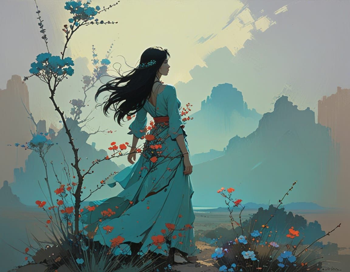 Desert Blooms in Vibrant, Expressive Style