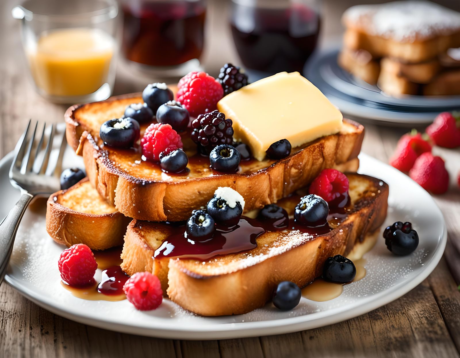 Delicious French Toast with Berries and Syrup