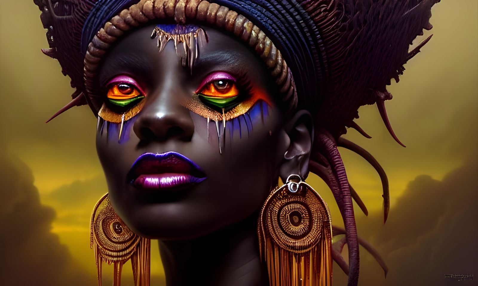 Voodoo Priestess: Hyperrealistic Digital Portrait