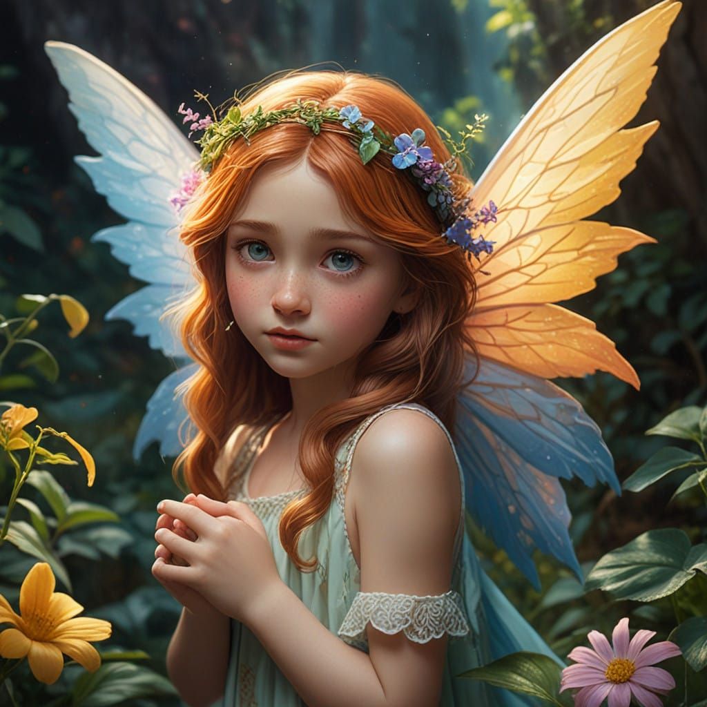 Jesus in Ethereal Glow with Whimsical Girl in Enchanted Gard...