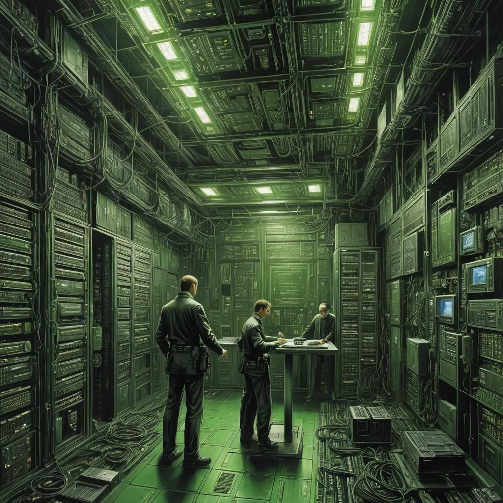 Matrix Server Room in Historical Painting Style