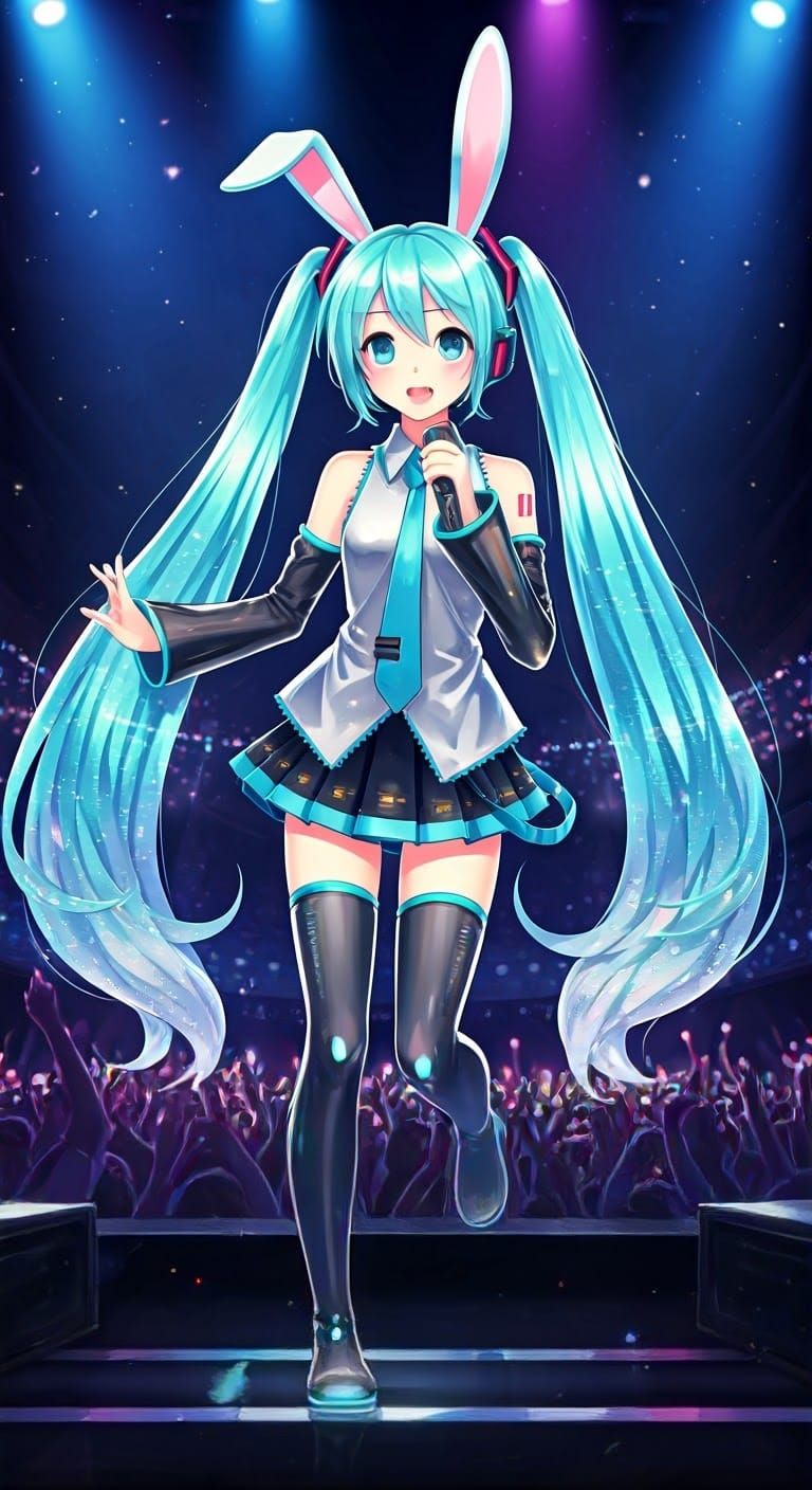 Holographic Hatsune Miku Performs as Bunnygirl at Vibrant Co...