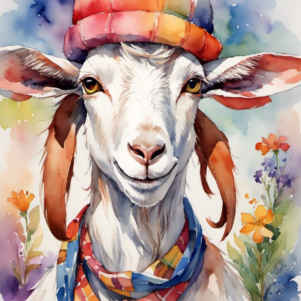 Goats Wearing Hats in a Soft Style